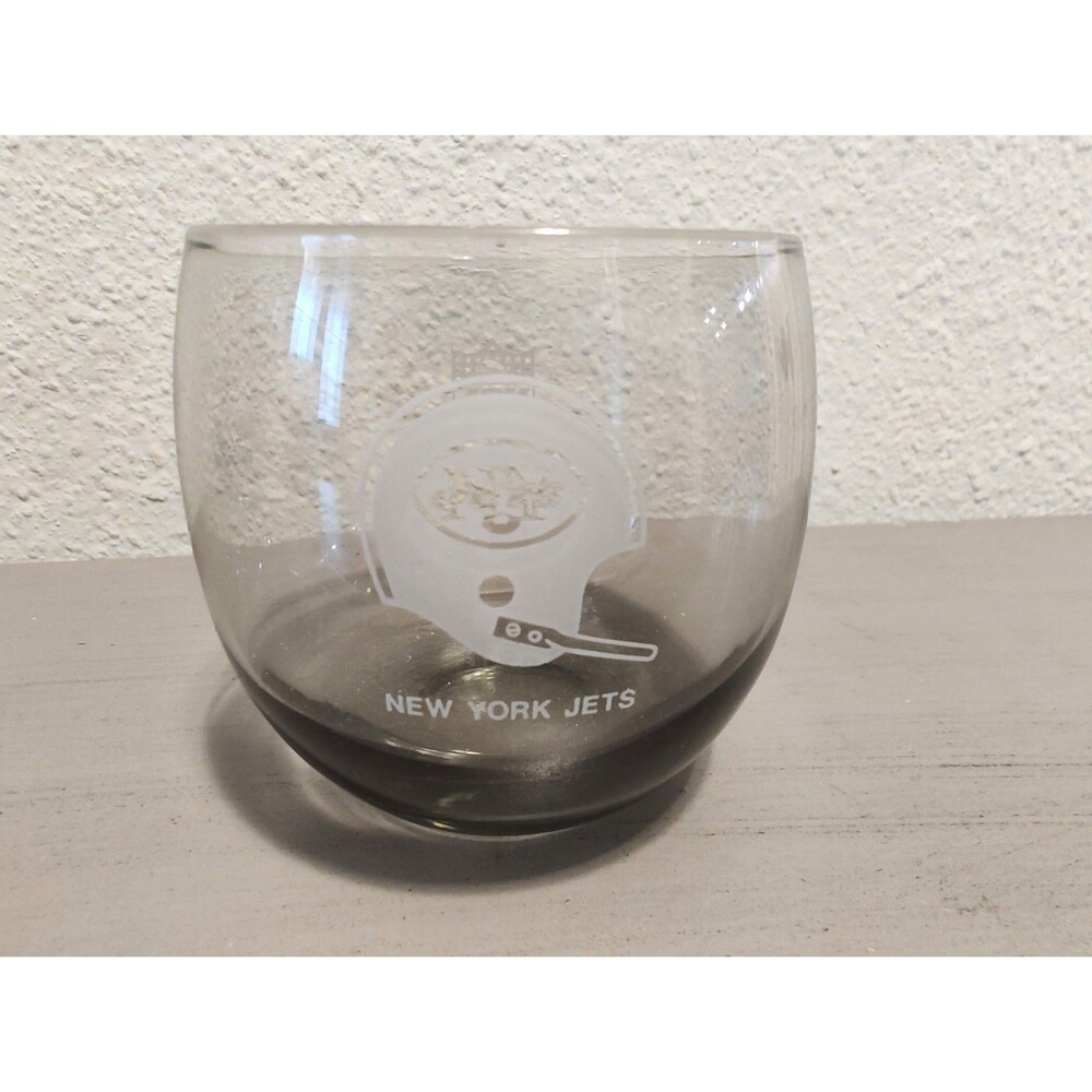 Vintage 1960s New York Giants Smokey Grey Glass NFL Collectible Cup Rare
